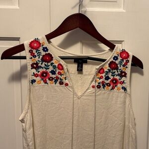 Floral Embroidered Cream GAP Dress